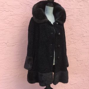 Vintage Miracurl Faux Fur Coat Jacket Black Luxury Party Retro